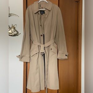 London Fog Tan/Beige Long Trench Coat w/ Wool Lining